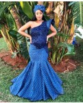 1 Sleeve Shweshwe Wedding Dress with lace 2021